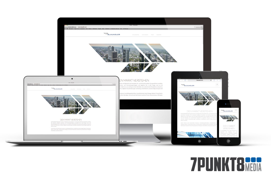 Die One-Page Webseite von BLAUADLER online.